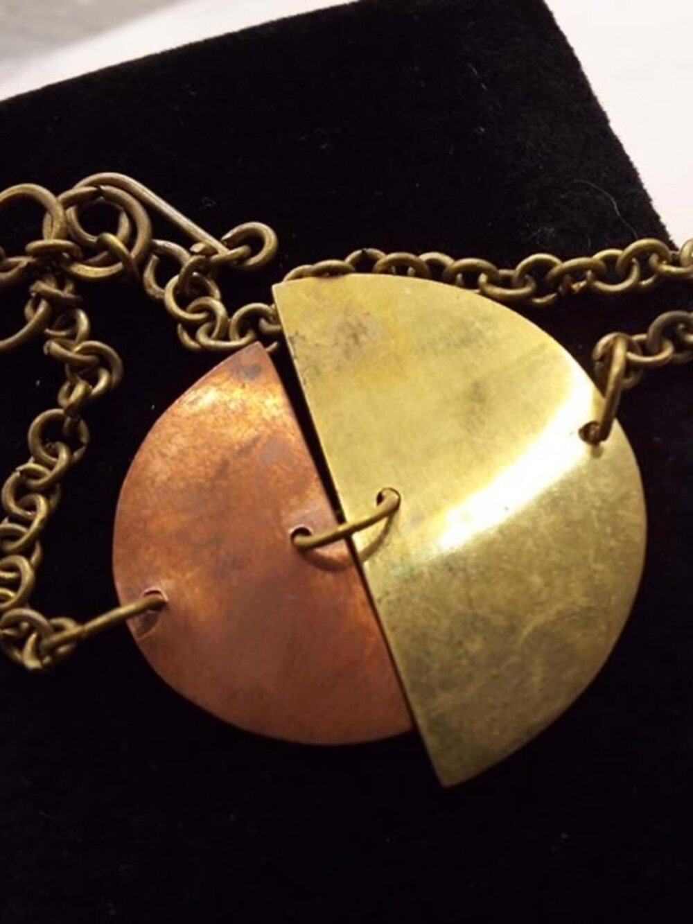 BRUTALIST MODERNIST COPPER & BRASS HANDMADE HALF CIRCLES BRACELET 21